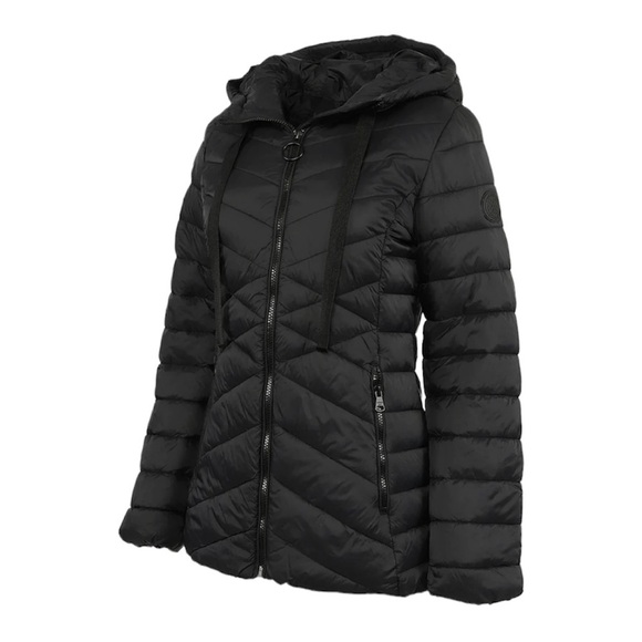 (NWT) Madden Girl Women's Hooded Packable Puffer Jacket in Black, Medium - Picture 4 of 13